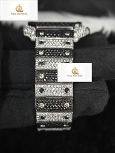 Reloj de Lujo para Hombre, Plata de Ley 925, con Diamantes, Analógico, de Cuarzo, Rectangular, con Cierre, Completamente Adornado con Diamantes Moissanite - Product Image 4