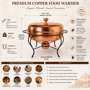 Hammered <b>Copper</b> Chafing Dish with Lid Buffet Food Warmer Hotel Catering Serving Set Restaurant Banquet OEM ODM Custom Manufactur - Product Image 5