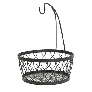 Iron Wall Hanging <b>Basket</b> <b>with</b> Wooden <b>Shelf</b> for Rustic Farmhouse Home Decoration and Practical <b>Storage</b> Organizer - Product Image 1