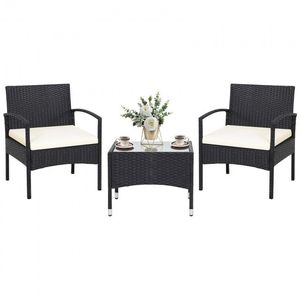 Set di Mobili da Giardino in Rattan 3 Pezzi con Cuscini Impermeabili per Prato Cortile Hotel - Product Image 6