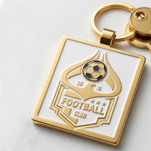 Custom Logo Football Crest Enamel Football-themed <b>Metal</b> <b>Key</b> <b>Chains</b> - Product Image 3