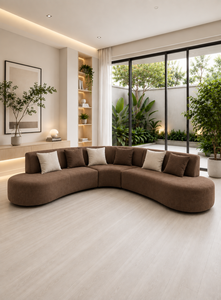 Juego de Sofás Curvos Sudut Luna Marrón, Estilo Moderno y Minimalista, Tela Premium Ecológica, Muebles para Sala de Estar y Apartamento, para Uso en Hoteles - Product Image 2