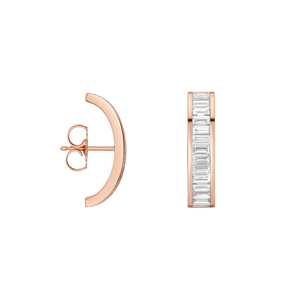 <b>Ear</b> Climber Earrings Channel Set Wholesale Baguette Cut Lab Grown Diamond 14K Gold 925 <b>Silver</b> 16.5mm Arc Rockefeller Curved Pair - Product Image 5
