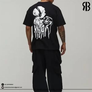 Camiseta Negra Extra Grande para Hombre, Manga Corta, Cuello Redondo, Estilo Urbano, Algodón Jersey, Diseño con Letras Estampadas, Corte Regular - Product Image 4