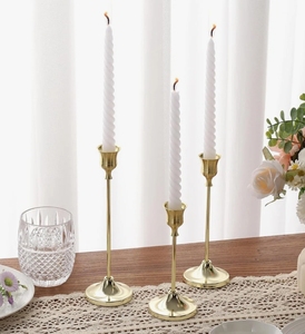 Wholesale Gold Brass Metal Taper Candle Holder Bulk Set Minimalist <b>Tall</b> <b>Candlestick</b> Stand Table Centerpiece Wedding Home Decor - Product Image 2
