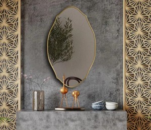 Espejo de Pared con Marco de Madera Dorado Antiguo – Decoración Boho para el Hogar - Product Image 4