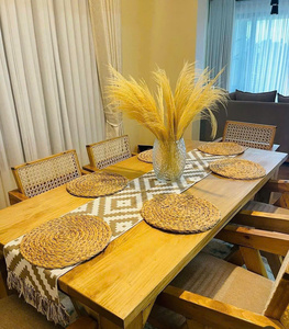 Tapis en jute à poils moyens en tissu de jacinthe d'eau, écologique, fait main, moderne, naturel, lavable, pour cuisine, salle à manger et décoration intérieure, fabriqué au Vietnam - Product Image 5