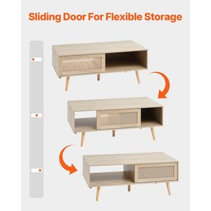 <b>Mid</b>-Century Modern 42-Inch Rattan Coffee Table with Boho Style Two <b>Layers</b> Rectangle Wood Storage Coffee Tables Product Category - Product Image 4