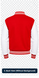 <b>Men</b> red Wool Varsity <b>Jacket</b> With Brown Leather Sleeves Preppy Style Turn-down Collar Button Closure Autumn Wear - Product Image 3