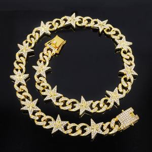 สร้อยคอทองคำชุบ 18K ลายดาว ประดับเพชรเทียม S925 สไตล์ฮิปฮอป สำหรับทุกเพศ เหมาะสำหรับงานแต่งงานและสวมใส่ทุกวัน - Product Image 5