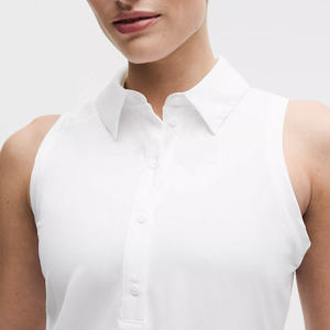 Chemises de golf pour femmes de haute qualité OEM, blanches, sans manches, à col uni, en tricot, respirantes et anti-transpiration - Product Image 4
