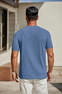 Camiseta de Cuello en V para Hombre, Algodón Premium, Manga Corta, Informal, Tejido Suave y Transpirable, Corte Ajustado, Moda de Verano, Camiseta Básica para Uso Diario - Product Image 5
