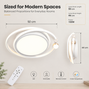 Plafonnier LED moderne à intensité variable de 100W, avec télécommande, trois températures de couleur, pour salon, salle à manger - Product Image 3