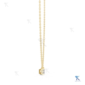 0.75 CT Princess Lab Grown Diamond Solitaire Station Necklace 14K 18K <b>Solid</b> <b>Gold</b> Flat Back <b>Pendant</b> Fine Women Jewelry Wholesale - Product Image 5