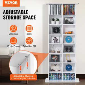 Mueble para Almacenamiento de Medios, Estante para DVD de 8 Niveles, Ajustable, con 16 Compartimentos para CD, Capacidad para 464 CDs, Protege y Organiza la Colección de Música - Product Image 2