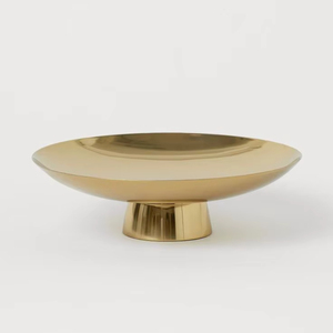 Plateau sur pied élégant en or, plateau de service moderne en métal pour table à manger, plat décoratif doré, prix de gros - Product Image 1