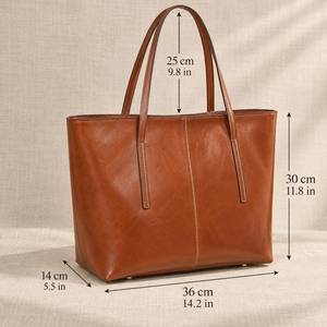 Sac fourre-tout vintage en cuir véritable noir uni, sac à bandoulière avec fermeture éclair, grande capacité pour usage quotidien - Product Image 6