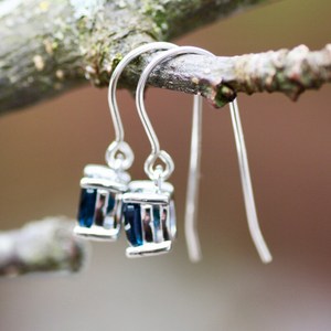 Boucles d'oreilles en topaze bleue de Londres, argent sterling vintage, bijoux pierre de naissance de décembre, cadeau élégant pour femme, mariage et soirée - Product Image 4
