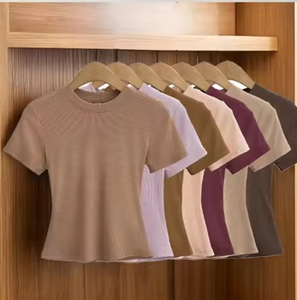 <b>Women's</b> <b>Black</b> Cotton Crew Neck T-Shirt Short Sleeve Regular Fit Solid Color Casual Jersey Knit Breathable All Seasons - Product Image 6
