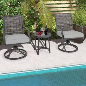 Conjunto de Sillas Giratorias con Asiento Acolchado para Patio, Juego de Jardín de 3 Piezas con Cojines para Patio Trasero - Product Image 5