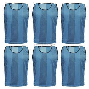 Maillots d'entraînement de football personnalisables en maille rayée bleue, unisexe, respirants, pour équipes de football, toutes saisons - Product Image 6