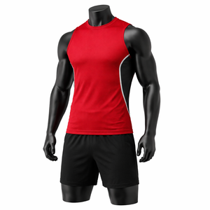 Conjunto Deportivo sin Mangas para Hombre, Uniforme para Correr, Secado Rápido, Poliéster, Gimnasio, Fitness, Entrenamiento, Camiseta sin Mangas y Pantalones Cortos - Product Image 1
