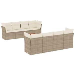 Grand ensemble de canapés de jardin réglables en rotin PE beige, mobilier de jardin ajustable - Product Image 2