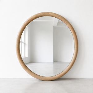 Custom Teak Wood Mirror Frame Manufacturer Wholesale OEM ODM Large Round Wooden Accent Mirror Factory Supplier Export Indonesia - Product Image 3