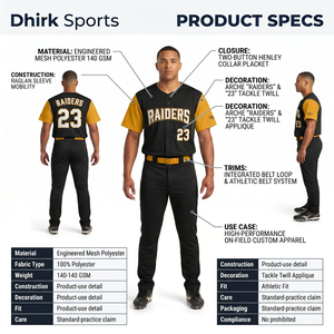Maillot de baseball raglan personnalisé à deux boutons 100 % polyester pour hommes et équipes de lycée, motif nom de joueur, fabricant OEM - Product Image 5