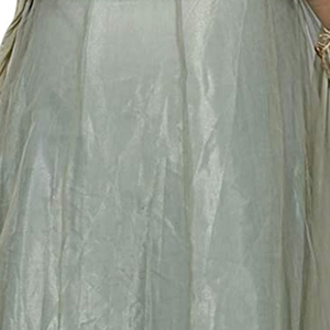 Robe de soirée brodée de fleurs vert sauge, manches longues, col carré, longueur au sol - Product Image 5