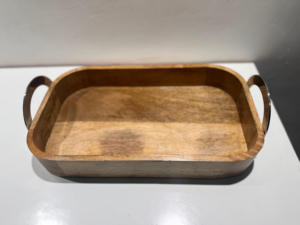 Bandeja para servir comida artesanal de madera rectangular personalizada de alta calidad, bandeja de madera con asas para plato de té - Product Image 5