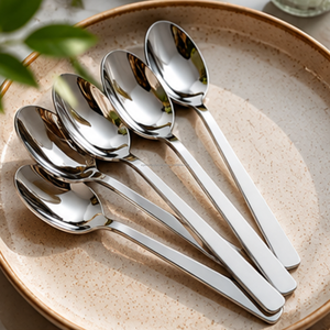 Durable Food Grade Stainless Steel Long Handle Anti-Slip <b>Table</b> <b>Spoons</b> Set | Mirror Modern Luxury Design Dishwasher Safe Home - Product Image 5