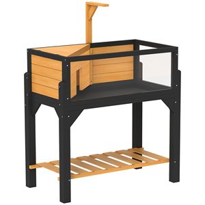 Terrario in Legno Giallo per Tartarughe con Ripiano Portaoggetti e Finestre Trasparenti, Coperchio Apribile, Supporto per Lampada, Accessori per Rettili e Anfibi - Product Image 1