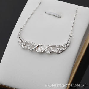 S925 Silver <b>Angel</b> Wings Pendant with Neck Chain & Clavicle Bracelet DIY Pearl Jewelry <b>Accessories</b> 358 - Product Image 1