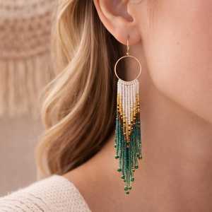 Perles personnalisables bohèmes pour femmes, tissées à la main, avec longues pampilles, tendance pour mariages et fêtes, fournitures de perles - Product Image 1