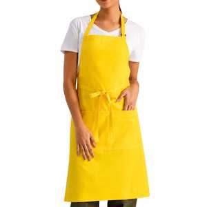 Delantal Amarillo de Algodón con Bolsillos, Cuello Ajustable, Uniforme para Restaurante o Bar, Delantal para Camareros - Product Image 1