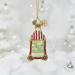 Beaded Cocktail Glass Hanging Ornament Handmade Sequined Christmas Tree Decoration Festival Charm - Product Image 3