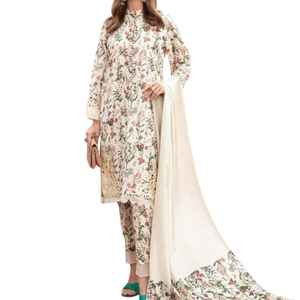 Trajes de Shalwar Kameez Casuales de Verano para Mujer, Diseño de Shalwar Kameez de Tela Lawn, Trajes de Shalwar Kameez Pakistaníes Bordados y Sin Arrugas - Product Image 1