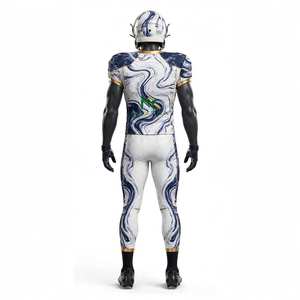 Ensemble de maillot de football NEXTEX pour homme à manches courtes, motif marbré, blanc et bleu marine, en polyester, par sublimation - Product Image 2