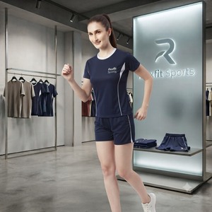 REXFITSPORTS 2026 Ensemble T-shirt et Short de Sport Personnalisé pour Femme, Tenue de Fitness Respirante avec Logo de Marque Privée - Product Image 4