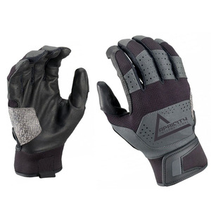 Gants de frappeur de baseball en cuir les plus vendus, noirs et gris, à doigts entiers, ajustement personnalisé, sangles réglables, légers et durables - Product Image 1