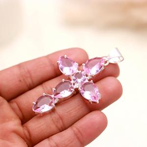 kunzite pendant pink kunzite necklace kunzite gemstone jewelry kunzite <b>silver</b> pendant natural kunzite pendant kunzite cross <b>pen</b> - Product Image 2