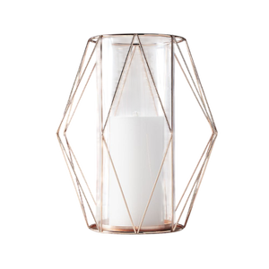 Hot Selling Geometric <b>Brass</b> <b>Lantern</b> with Glass Cylinder Candle Holder for Home Decoration Heat Resistant Votive Stand - Product Image 1