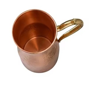 Taza Moscow Mule de Cobre Puro 100% de Pared Simple, 16 Onzas, Taza de Cobre Sólido con Acabado Cepillado, Diseño de Borde Redondeado, Estilo Clásico - Product Image 3