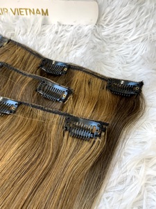 Venta al por mayor 100% Premium de alta calidad sin costuras Clip-In italiano Curl 100% Extensiones de cabello humano vietnamita Suelto Onda natural profunda - Product Image 6