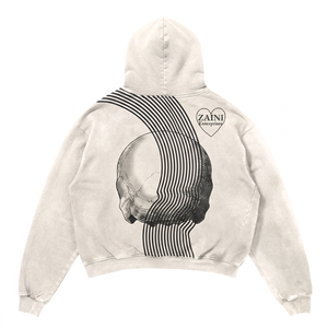 Sudadera con Capucha Extra Grande de Felpa de Mezcla de Algodón Premium de 400 GSM, con Logotipo Bordado DTF Personalizado en la Parte Delantera, Panel Gráfico en Blanco y Negro - Product Image 2