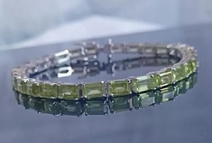 Natural Peridot Stone Charm <b>Bracelet</b> Sterling Silver Rose Gold Luxury Wedding Elegant August Birthstone <b>Gemstone</b> Jewelry Gift - Product Image 2