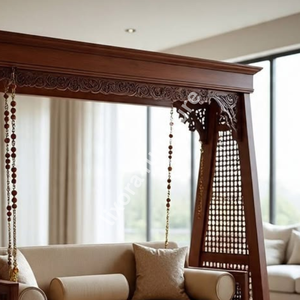 Lixora Balançoire d'intérieur en bois massif artisanale de luxe, sculptée, style Maharaja Jhoola pour salon - Product Image 2