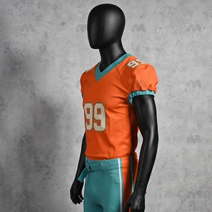 Ensemble d'uniformes de football américain personnalisés imprimés, maillot et pantalon respirants en polyester avec taille élastique pour l'entraînement et les matchs - Product Image 2