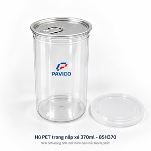 Frasco de Plástico PET Transparente de 370 ml con Tapa Metálica Fácil de Abrir para Envasado de Alimentos Secos, Fabricante en Vietnam - Product Image 1